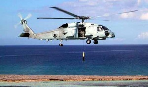 Helicopter lands testing capsule near AUTEC