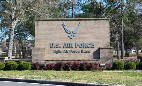 Eglin Air Force Base Sign At Front Entrance 