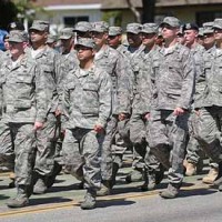 Soldiers marching on Los Angeles Air force base