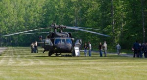 Helicopter landed at Army Camp Frank D. Merrill