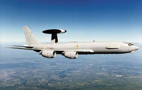 E-3F Airborne Warning and Control System near Hanscom AFB
