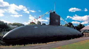 Submarine like monument at Portsmouth Naval Shipyard