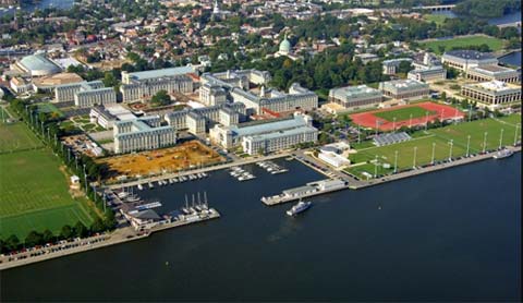 US Naval Academy Areal View From Coast 