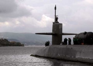 Submarine parked at Naval Support Activity Souda Bay