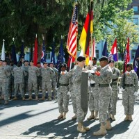 Soldiers with flags at USAG Darmstadt