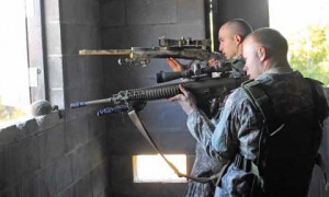 Soldiers practice at Fort Buchanan